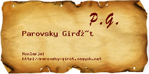 Parovsky Girót névjegykártya